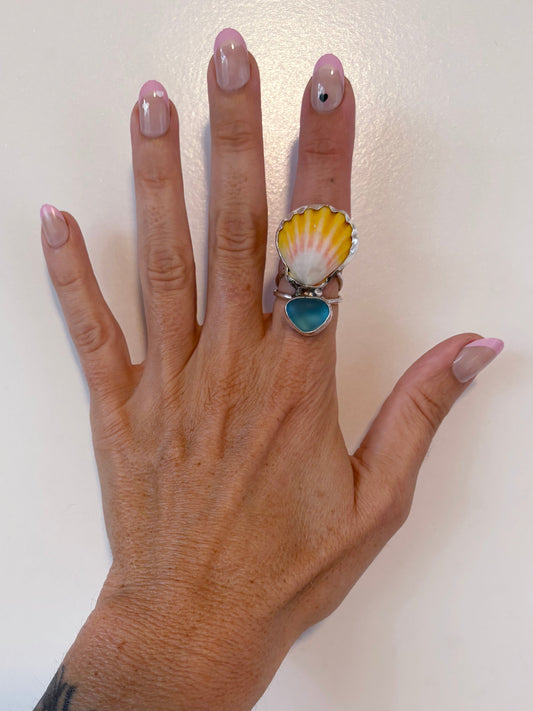 Sunrise + Blue Sea Glass Size 6