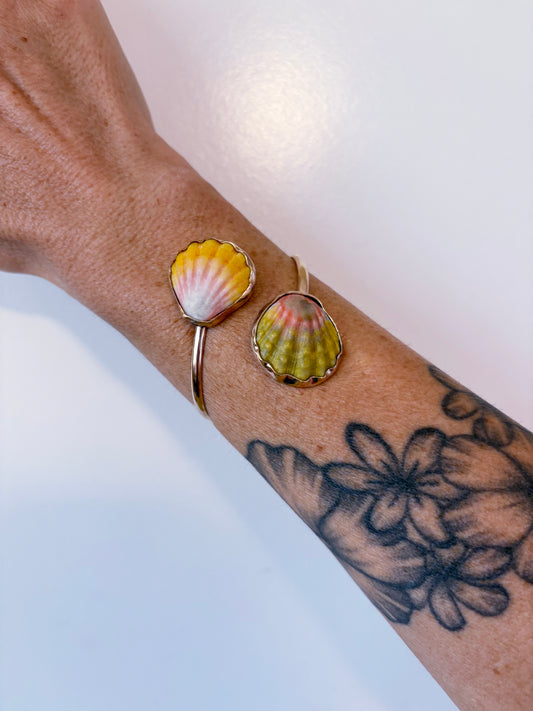 Sunrise Shell + Moonrise Shell Shell wrap cuff