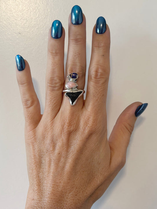 Shark Tooth + Pink & Purple Opal Size 7