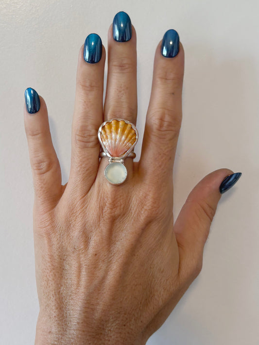 Sunrise Shell + Sea Glass Size 8.75