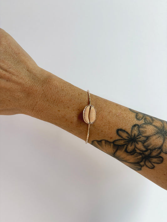 Tan Granulated Cowrie Bangle