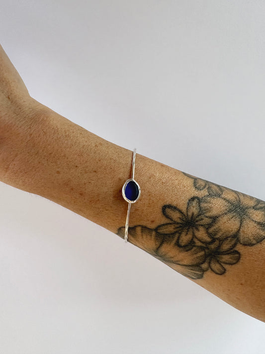 Deep Blue Sea Glass Bangle
